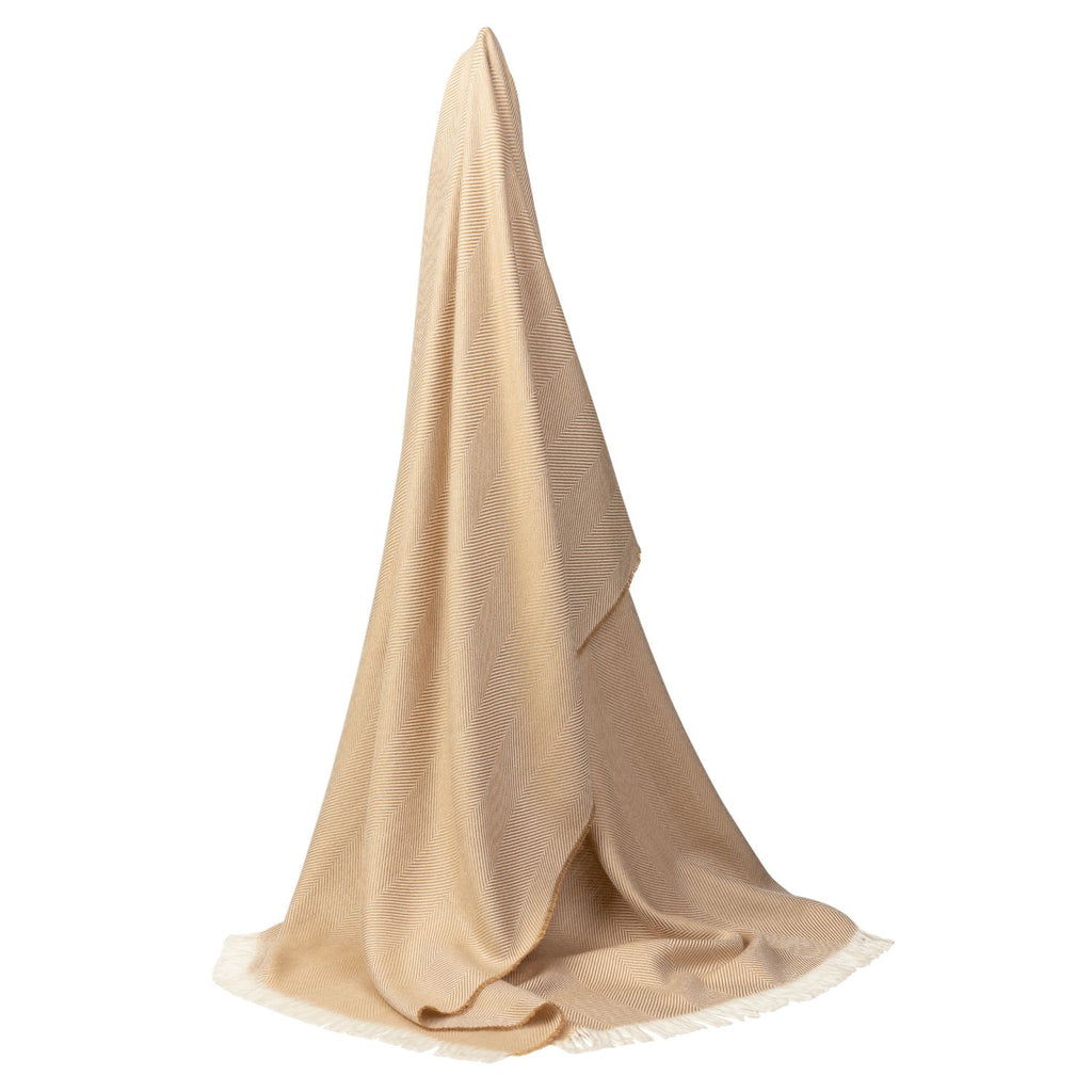Marquee Camel Herringbone Cashmere & Silk Stole