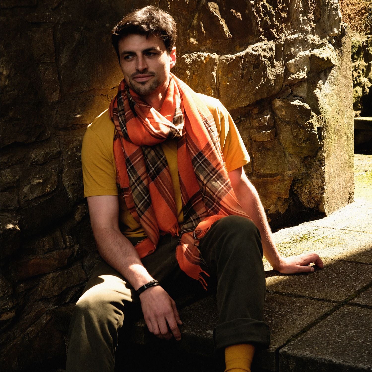 Weekender Orange Stewart Cashmere & Silk Scarf