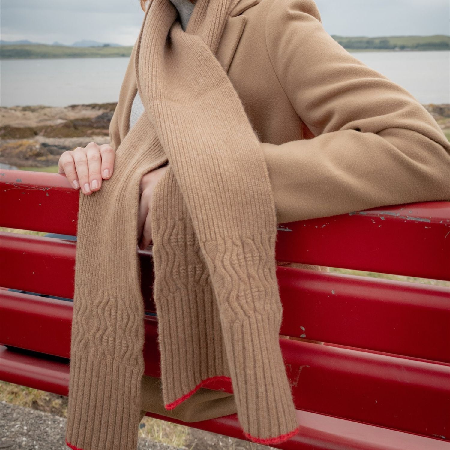 Knitted Charcoal Mid-Weight Ribbed Cashmere Scarf