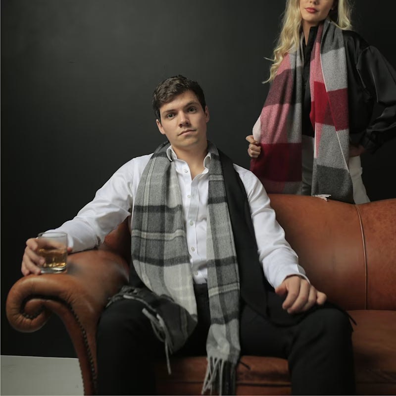 Oban Alba Grey Cashmere Scarf