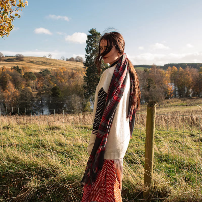 Weekender Grey Stewart Cashmere & Silk Scarf