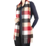 Thumbnail image for Oban Camel Red Block Cashmere Scarf