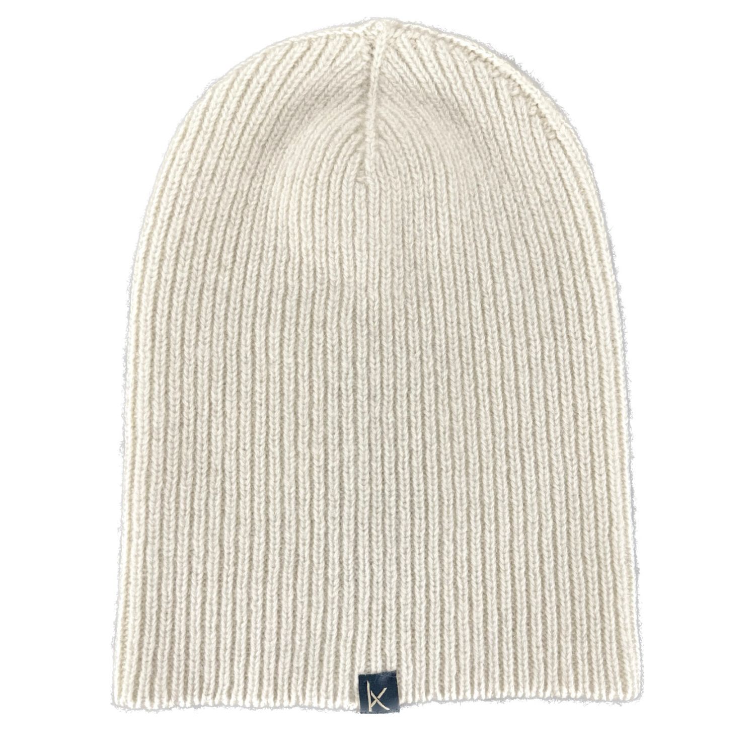 White Deluxe Knitted Cashmere Beanie Hat