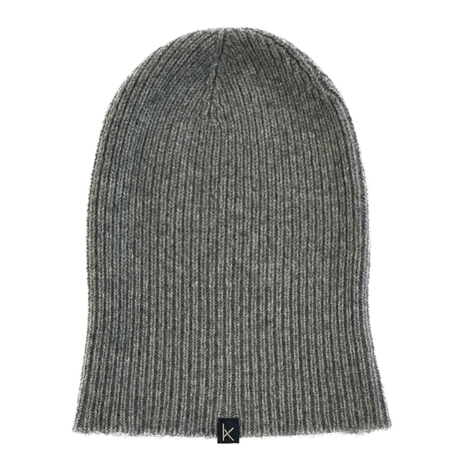 Mid Grey Deluxe Knitted Cashmere Beanie Hat