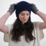 Thumbnail image for Navy Deluxe Knitted Cashmere Beanie Hat