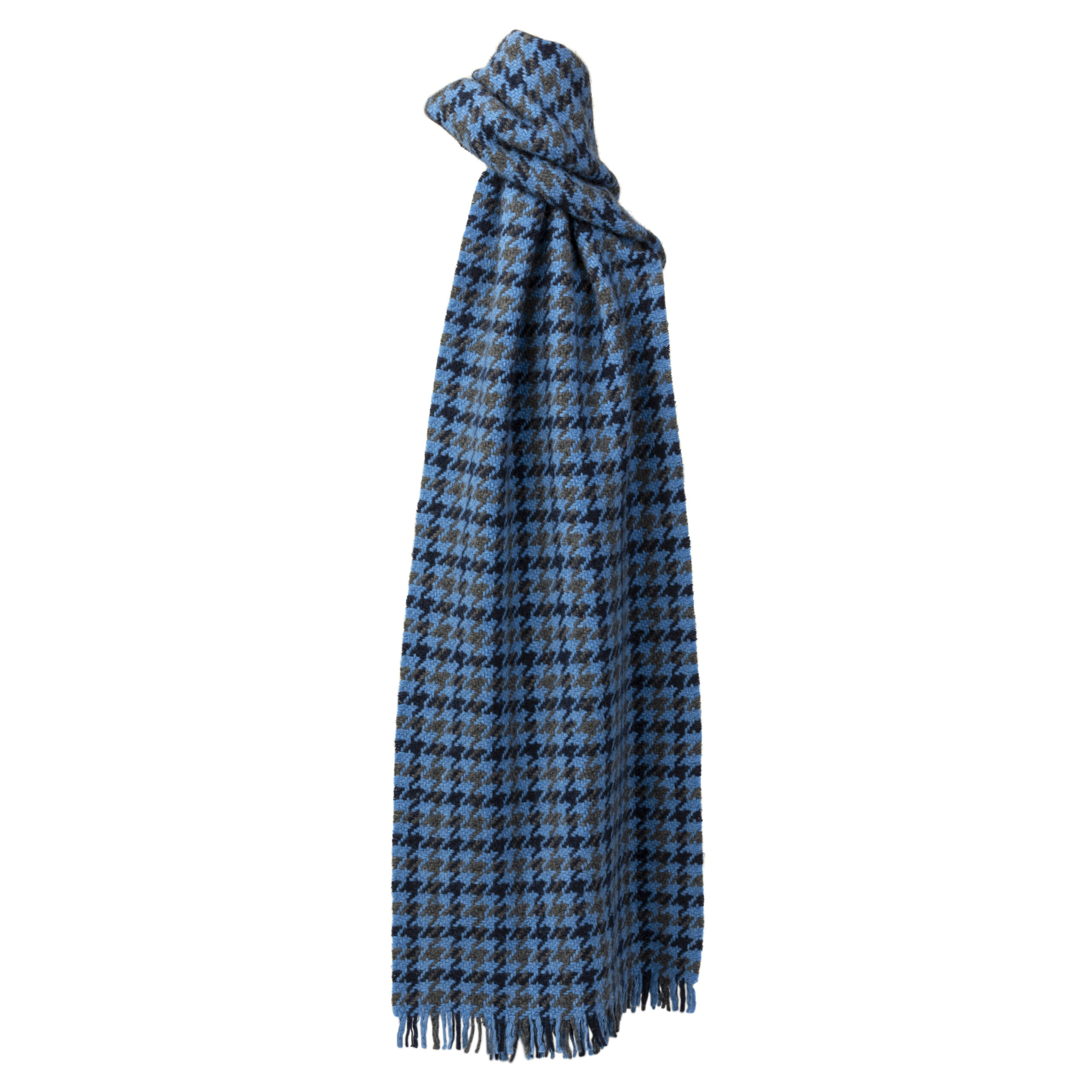Deluxe Blues Houndstooth Cashmere Scarf