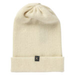 Thumbnail image for White Micro-Rib Cashmere Beanie Hat