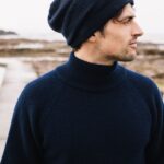 Thumbnail image for Mens Navy Moss Stitch Turtle Neck Cashmere Sweater