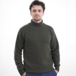 Thumbnail image for Mens Military Green Moss Stitch Turtle Neck Cashmere Sweater