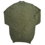 Thumbnail image for Mens Military Green Cable Crew Neck Cashmere Sweater