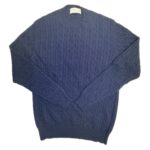 Thumbnail image for Mens Navy Cable Crew Neck Cashmere Sweater